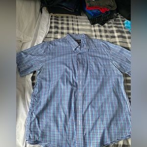 Kirkland blue plaid short sleeve button down